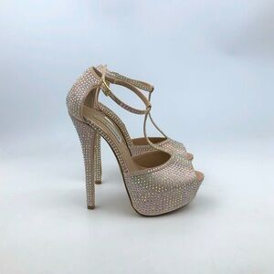 Steve Madden Gold Silver Rhinestone Glitter Heels women’s 6.5 M